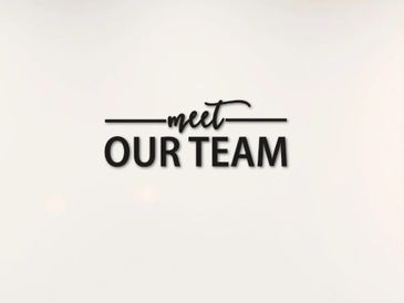 Text saying 'meet OUR TEAM' on a plain light background.