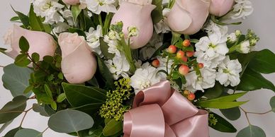 pink roses in a vase