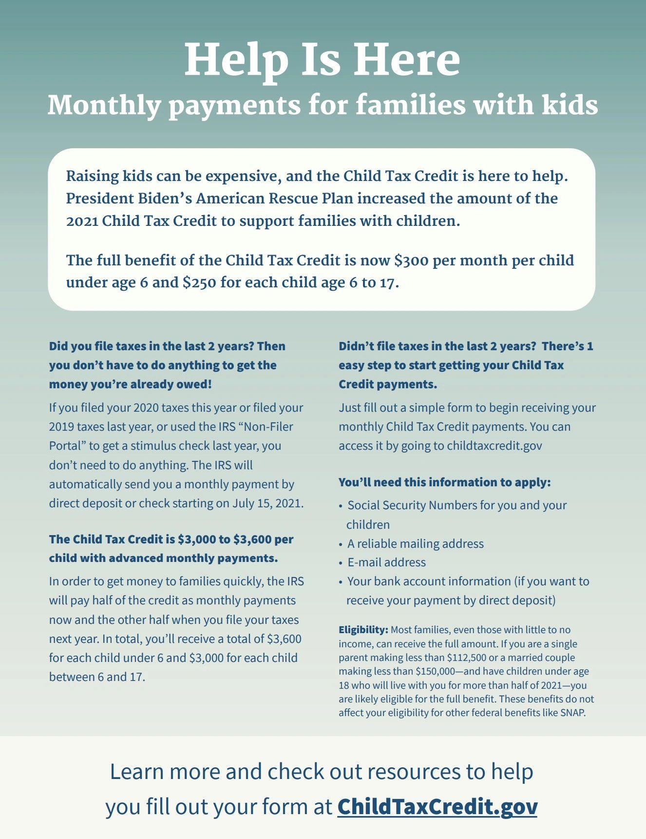 2021 Child Tax Credit To Support Families With Children