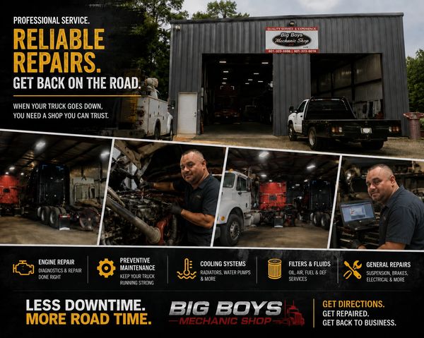 Big Boys Mechanic Shop offering reliable truck repairs and maintenance.