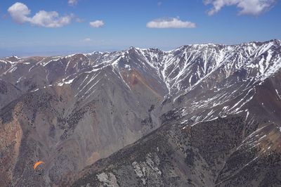 Snow-capped mountains under a clear blue sky.