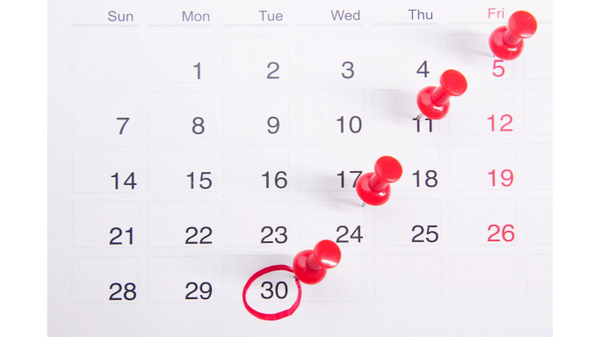 Calendario mostrando las fechas importantes del festival de las artes Azul Rivera y Aless Diez.