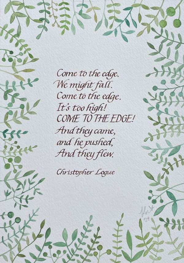 original hand written calligraphy by calligrapher Kate Downey Art