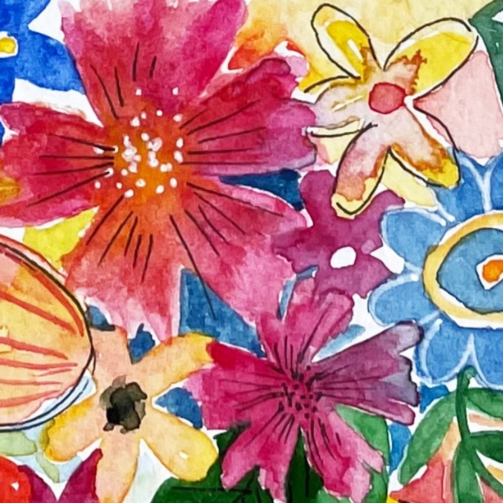 Bright loose floral water colour illustration