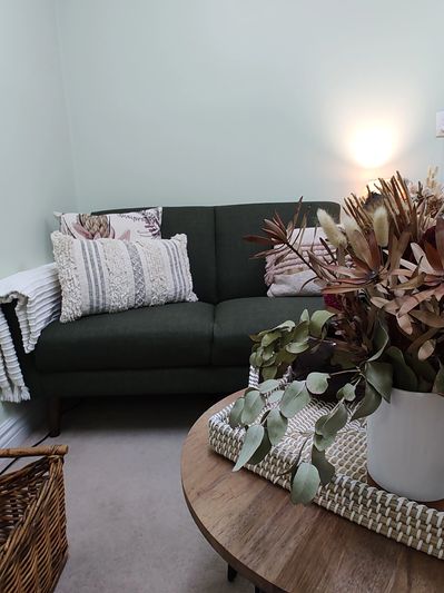 the inviting space where therapy sessions are held