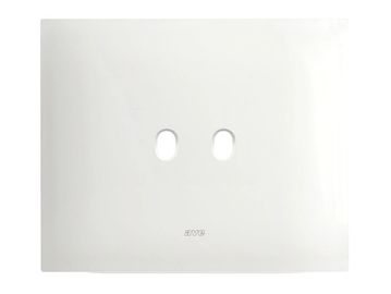 White electrical outlet cover with two holes and brand name 'Bticino'.