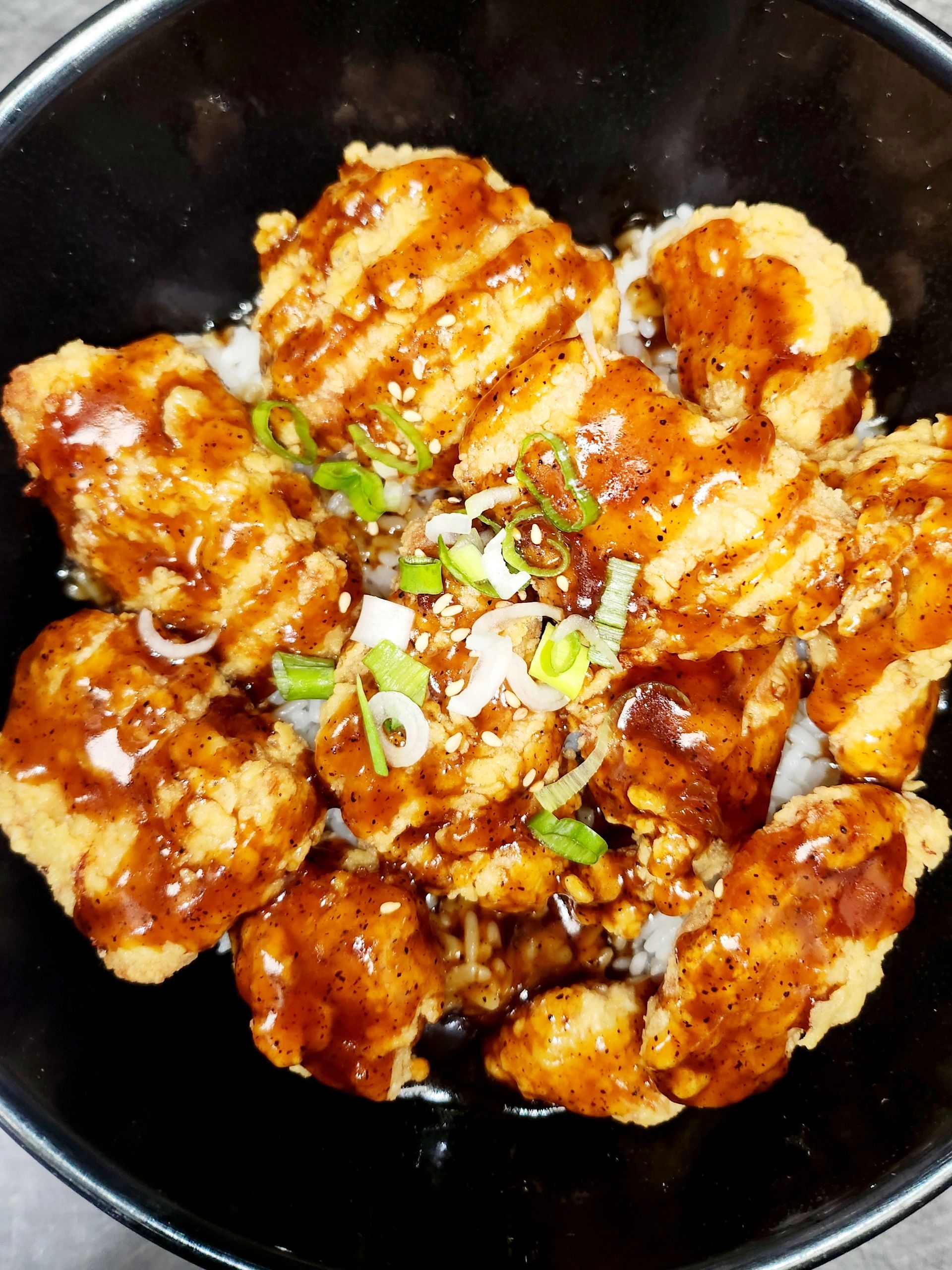 Popcorn chicken Rice Bowl 
