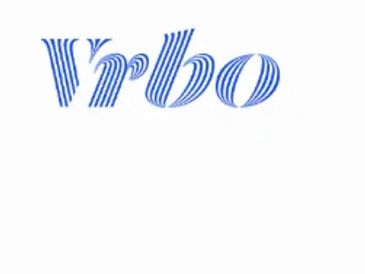 Blue striped text spelling 'Vrbo' on a white background.