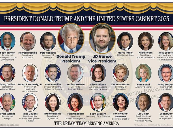 President Trump Vice President J Vance - The United States Cabinet 2025. Dream Team Serving America.