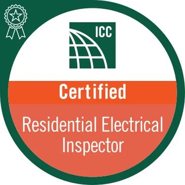 ICC Certified Residential Electrical Inspector badge with star ribbon.