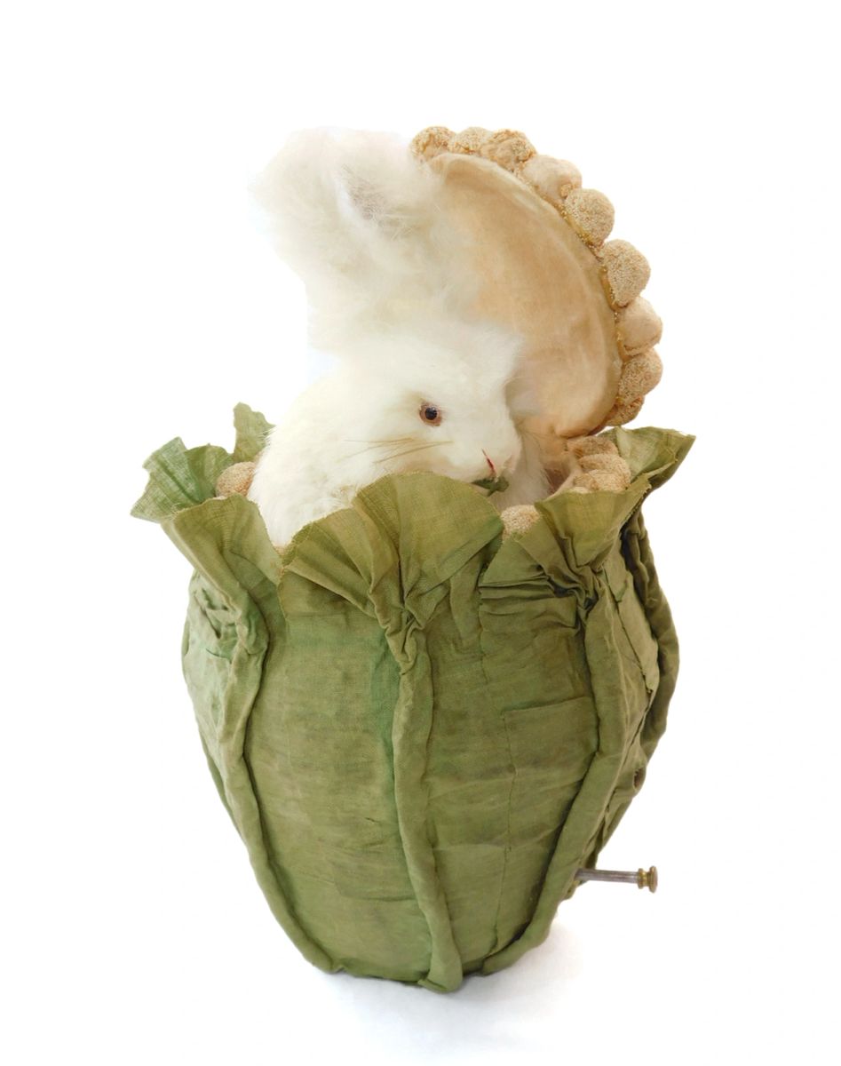 ROULLET & DECAMPS RABBIT IN CAULIFLOWER MUSIC BOX AUTOMATON WITH ...