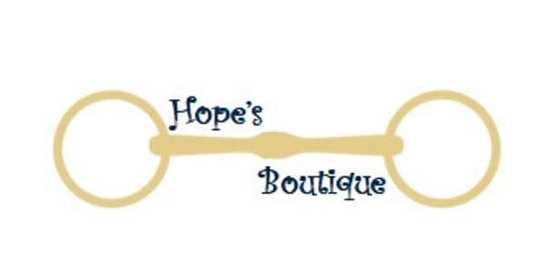 Logo for Hope's Boutique with a golden horse bit and elegant text.