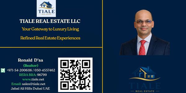 Business card for Ronald D'sa, realtor at Tiale Real Estate in Dubai.