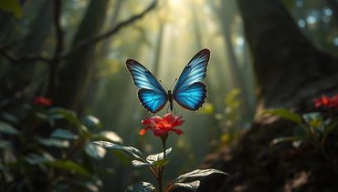 Blue Butterfly is a 3 Image Photo Realistic Image of a Giant Blue Butterflies. 