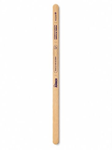 A wooden tongue depressor with printed instructions.