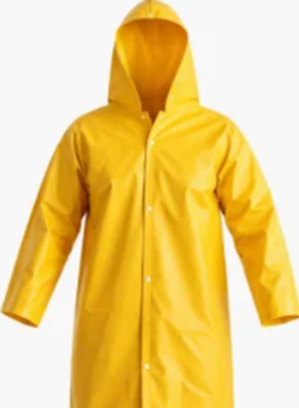 Capa de chuva amarela com capuz.