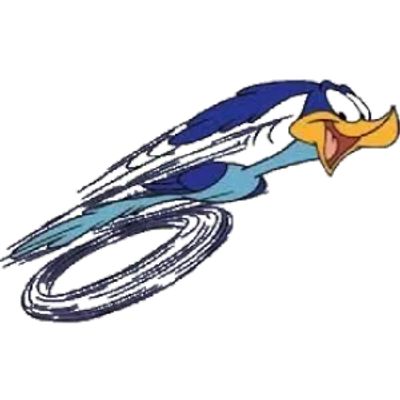 Animated Road Runner bird in running motion.