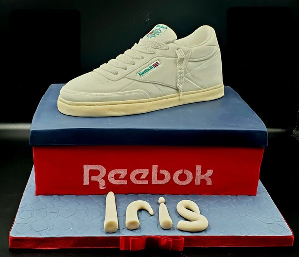 reebok trainer cake and shoebox cake