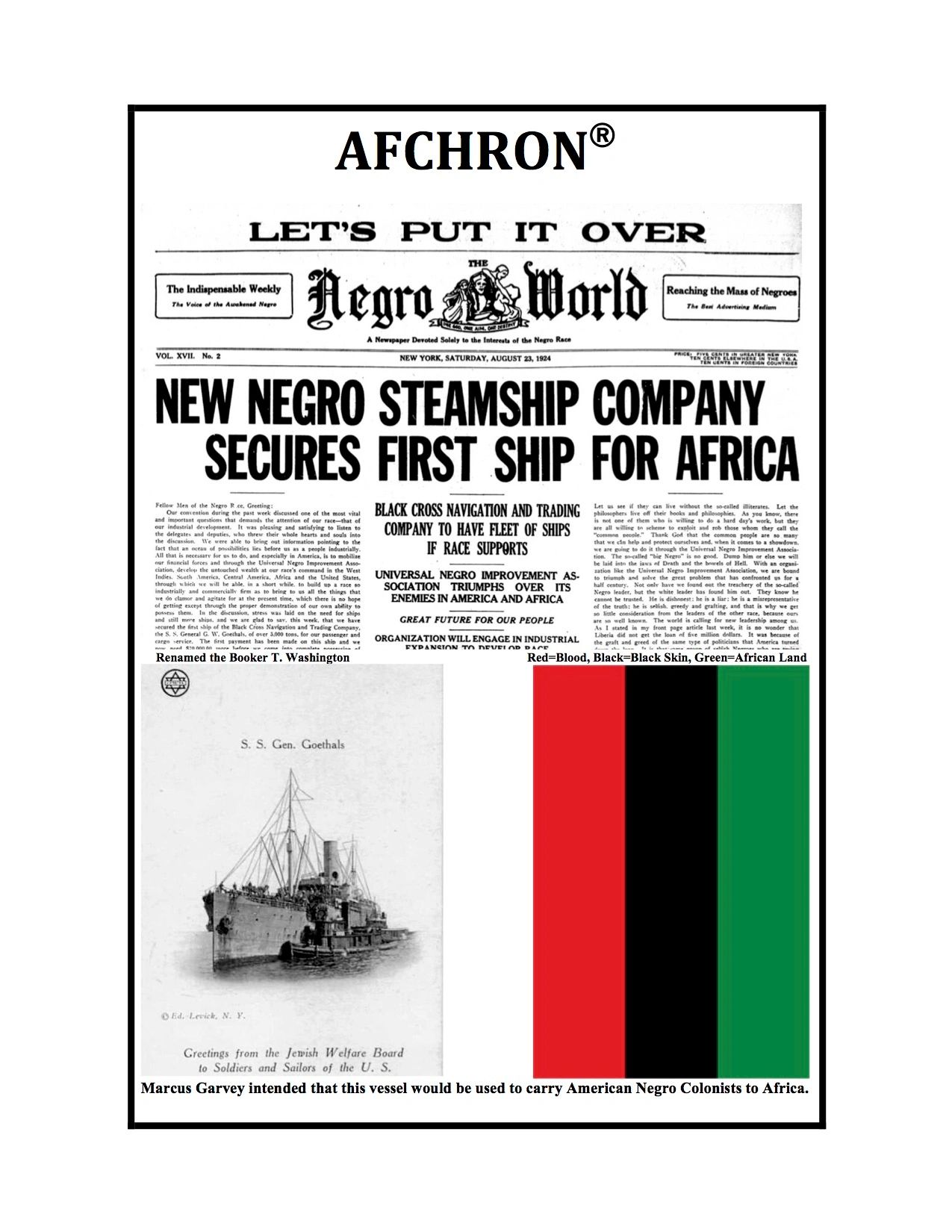  Black Cross Navigation  and Trading Company to have Fleet of Ships to take us back to Africa.