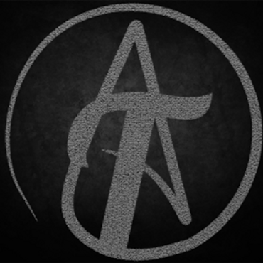 Stylized logo with intertwined letters A and F inside a circular border on a textured dark background.