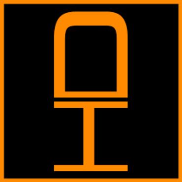 Minimalist orange chair icon on a black background.