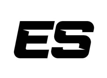 Bold black letters 'ES' on a white background.