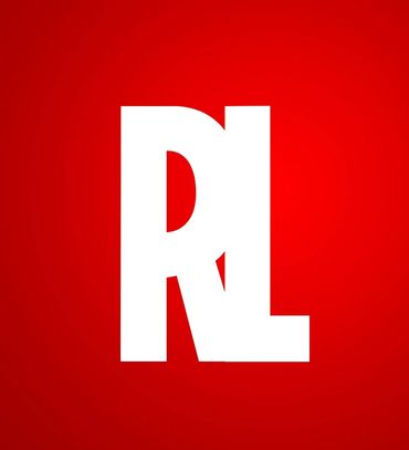 Bold white letters 'RL' on a vibrant red background.