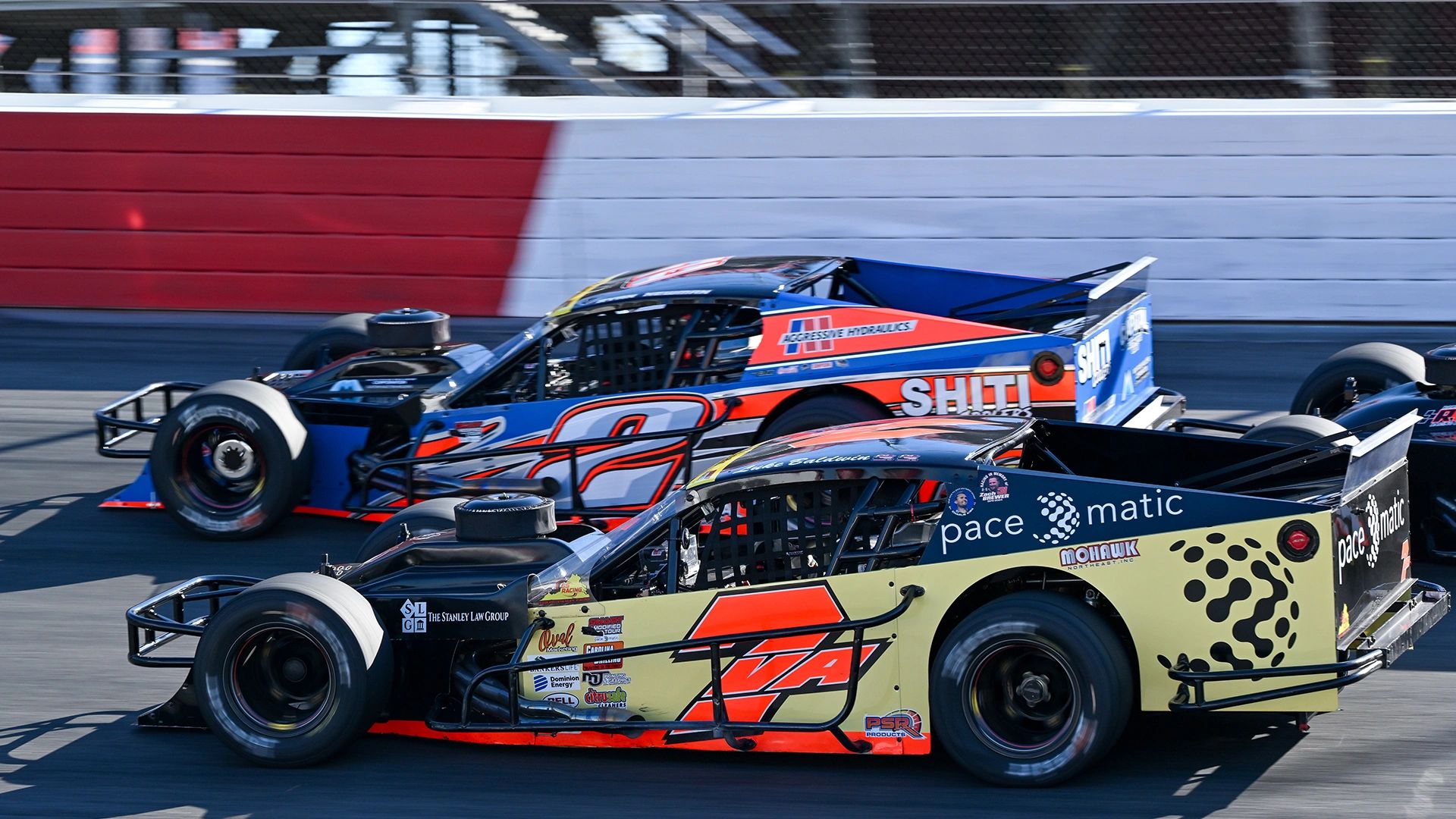 Luke Baldwin battles Ryan Newman at North Wilkesboro (Mike Paris Photo)