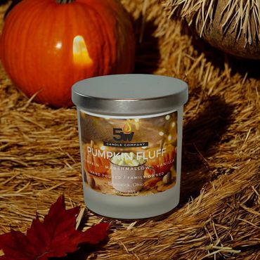 Embrace the essence of fall with our 9 ounce Pumpkin Fluff candle. Blending pumpkin, marshmallow, an