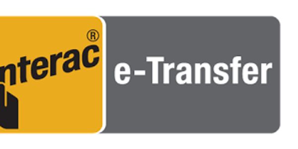 Interac e-Transfer logo with yellow and gray background.