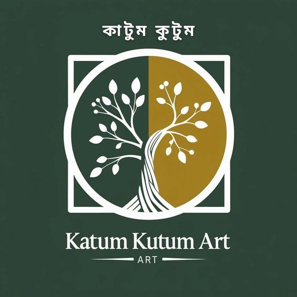 Logo of Katum Kutum Art with a stylized tree split into two colors.