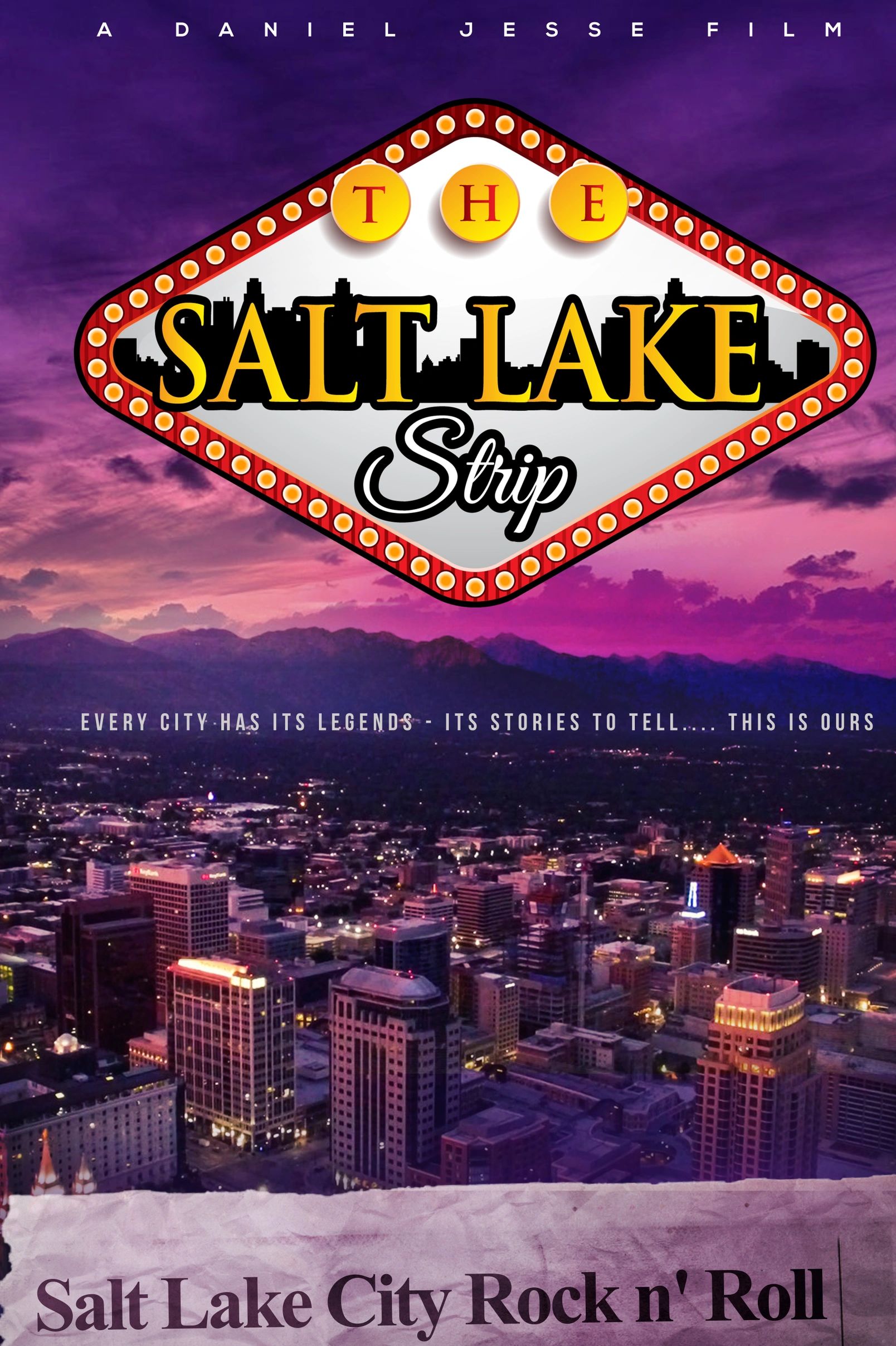 Movie poster for the documentary movie The Salt Lake Strip. Directed by Daniel Jesse.