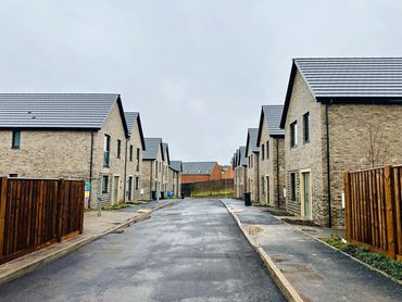 Street of brick houses on new build development