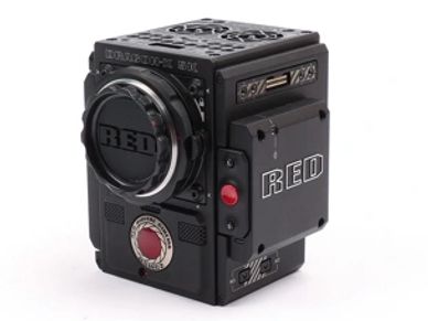 A professional RED digital cinema camera body on a white background.