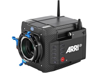 High-end ARRI digital cinema camera body without lens attached.