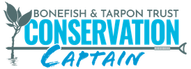 Logotipo de conservación con texto y un pez.