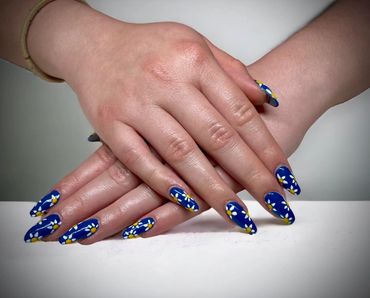 Acrylic with hand-painted nail art