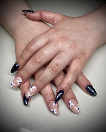 Acrylic with hand-painted nail art