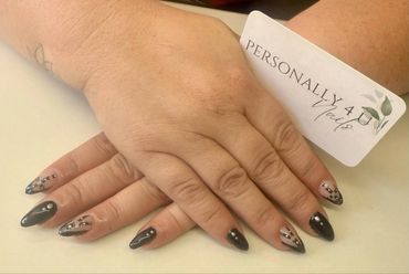 Acrylic with hand-painted nail art