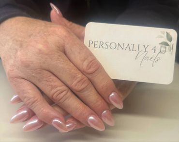 Acrylic with gel shellac and chrome powder