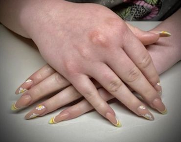 Acrylic with hand-painted nail art