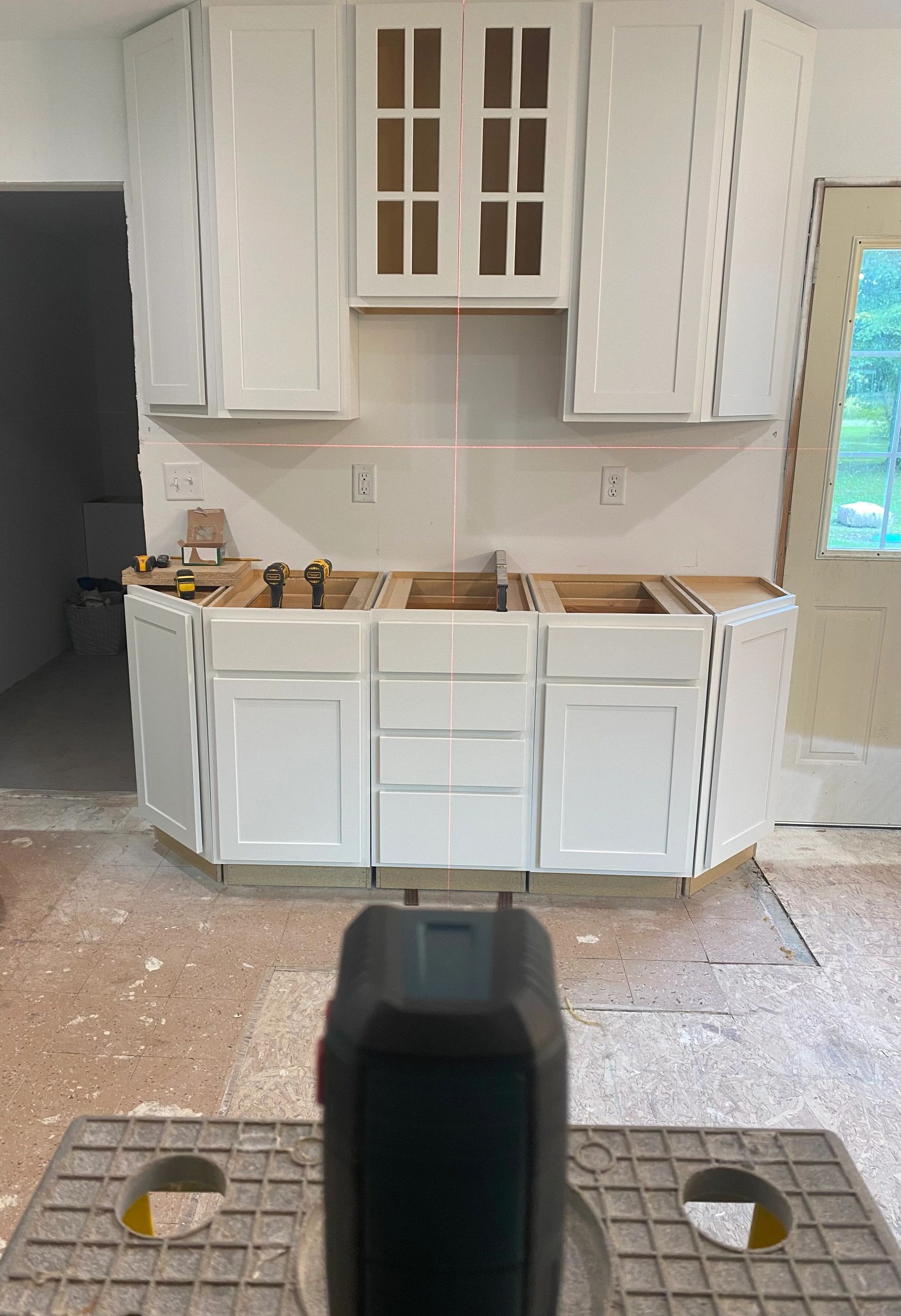 Coffee bar cabinet install