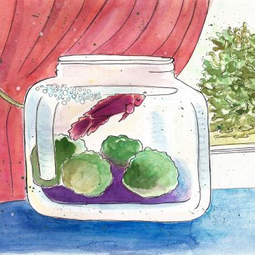 Original watercolor by Cindy Rhodes for cover of The Intimate Life of Archibald Stanton