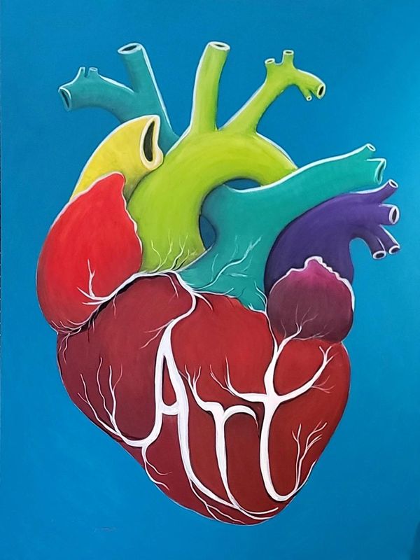 Art of the Heart by Cindy Rhodes, now on display at my cardiologist's office