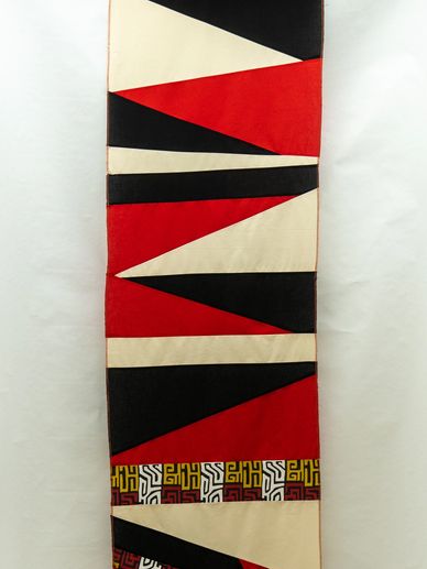 Textile Panel 
Black, Cream and Red Cotton