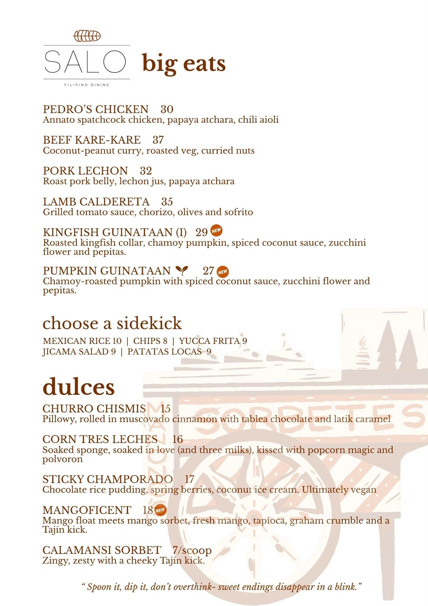 Menu highlights big Filipino dishes and desserts at Salo.