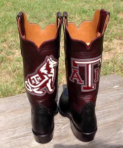 Custom inlay on black cherry tops with black ostrich vamps.