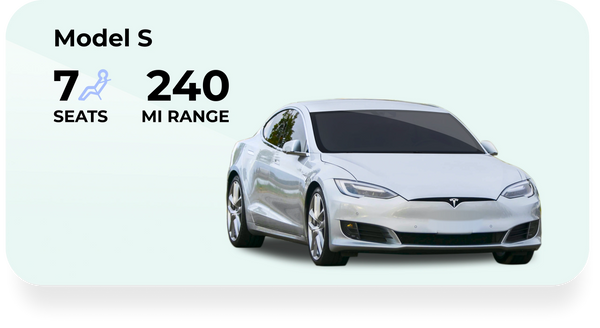 Image of Silver Model S with 7 seat configuration and 240 mile range
