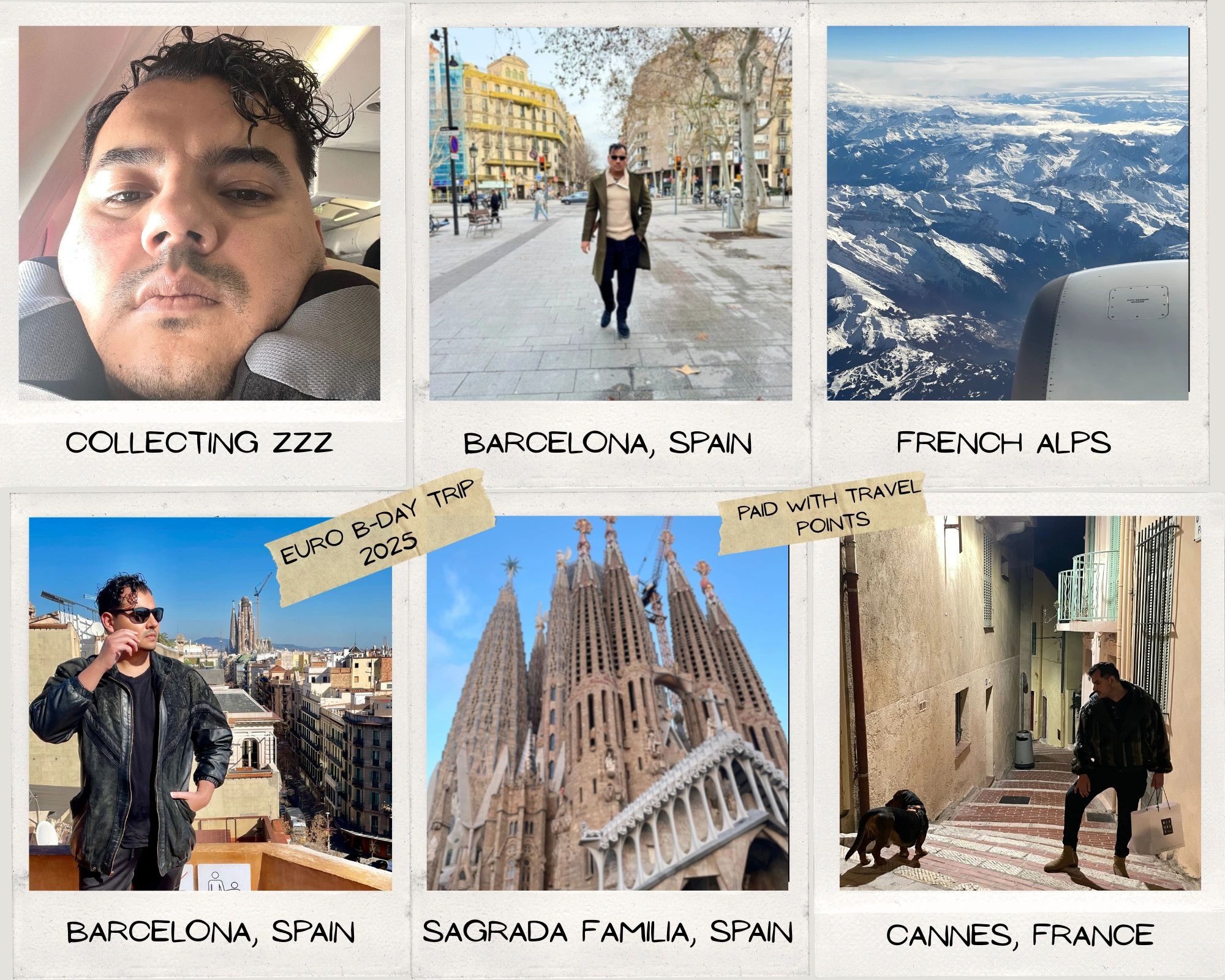 Collage of Europe birthday trip paid by Chase Travel Points