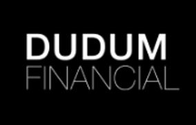 Logo of Dudum Financial in white text on a black background.
